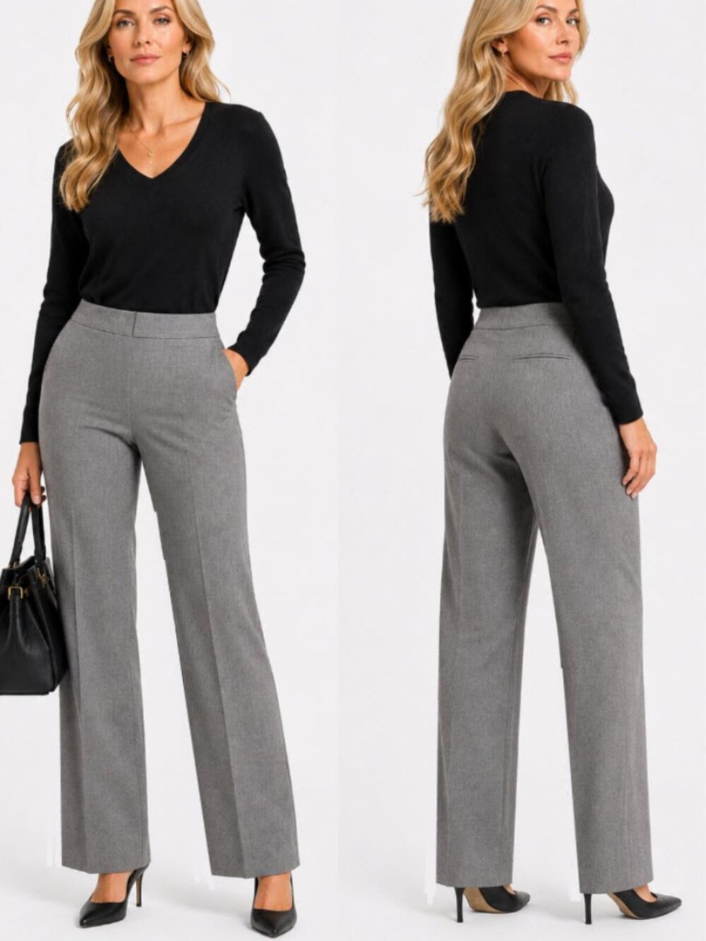 Judith & Charles Virgin Wool Straight Leg Career Pants Grey Size 10 NWOT